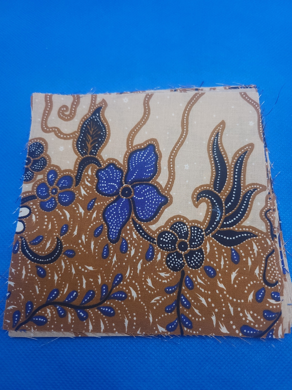 4.75 Inch Blue & Brown Floral Cotton Squares 6 Pcs